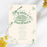 Pasta & Pacifiers Doodle Sage Green Baby Shower