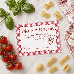 Pasta & Pacifiers Hand Drawn Italian Diaper Raffle Enclosure Card