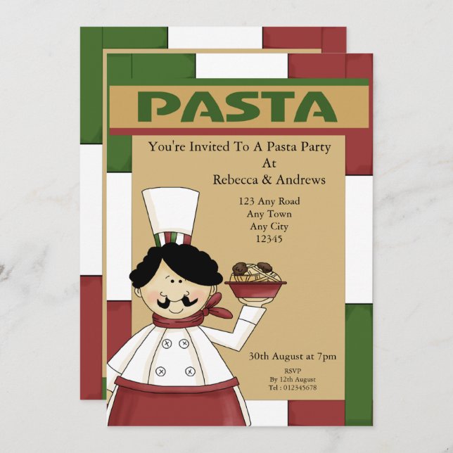 Pasta Party Invitation (Front/Back)