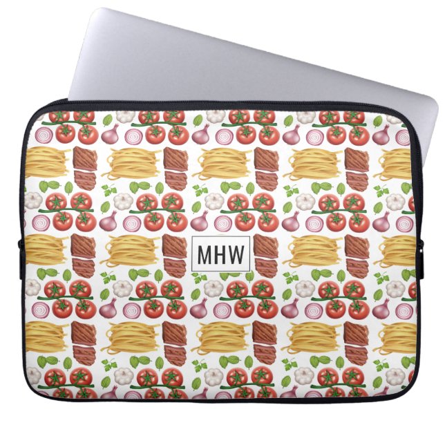 Pasta Pattern custom monogram laptop sleeves (Front)