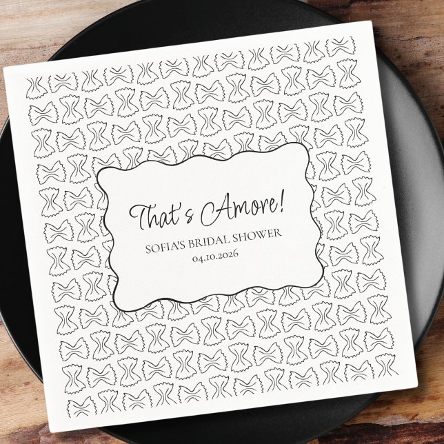 Pasta Pattern That's Amore Italian Bridal Shower Napkin (Creator Uploaded)