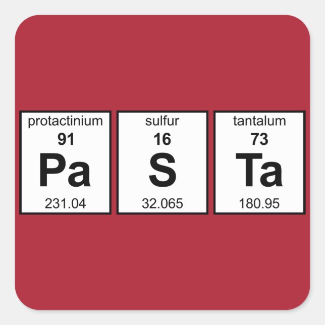 PaSTa Periodic Table Square Sticker (Front)