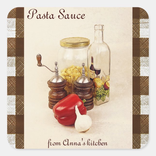 Pasta, red pepper, salt and spice sauce label (Front)