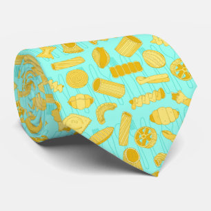 Pasta Shapes Patterned Blue Italian Chef Tie