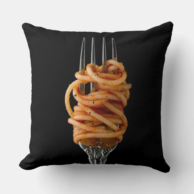 Pasta spun on a Fork, Food Spaghetti Cushion (Front)