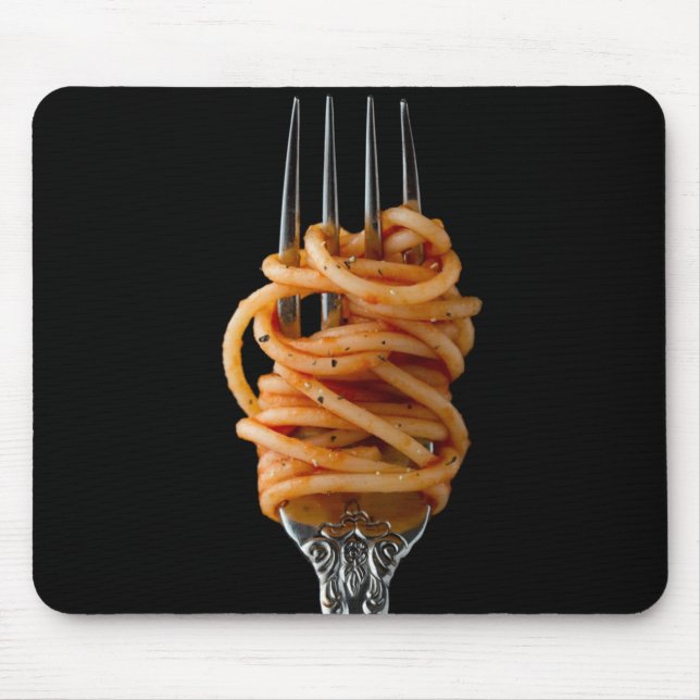 Pasta spun on a Fork, Food Spaghetti Mouse Pad (Front)