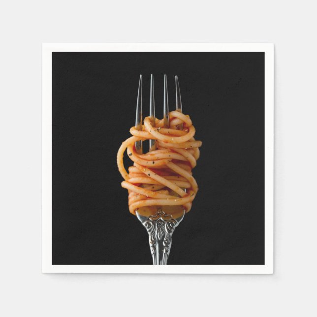 Pasta spun on a Fork, Food Spaghetti Napkin (Front)