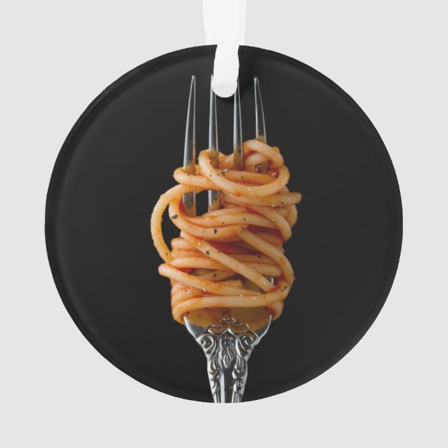 Pasta spun on a Fork, Food Spaghetti Ornament (Back)
