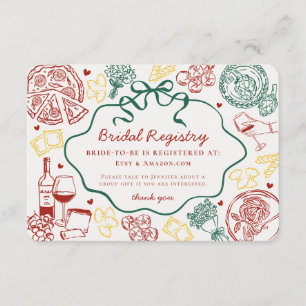 Pasta Thats Amore Italian Bridal Registry Enclosure Card