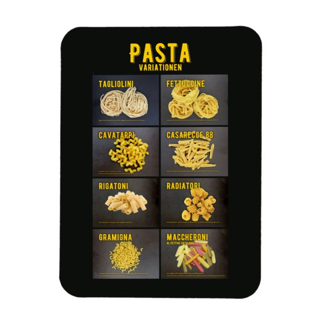 Pasta Variationen Italienisches Restaurant Zutaten Magnet (Vertical)