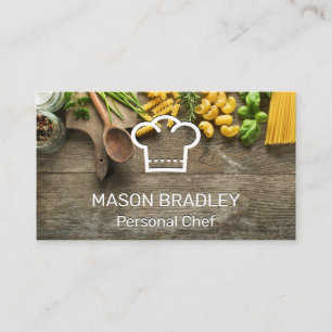 Pastas on Table Chef Hat Logo Business Card