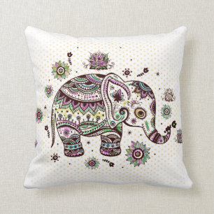 Paste Colours Retro Flowers & Elephant Cushion
