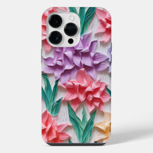 PASTEL 3-D PAPER LOOK GLADIOLA FLOWERS iPhone 14 PRO MAX CASE