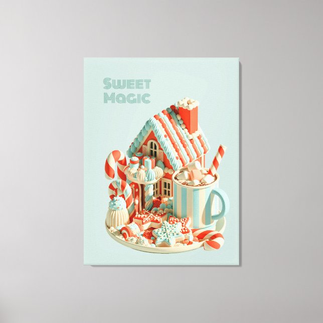 Pastel 3D Candy House Sweet Magic Canvas Print (Front)