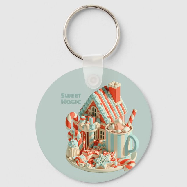 Pastel 3D Candy House Sweet Magic Key Ring (Front)