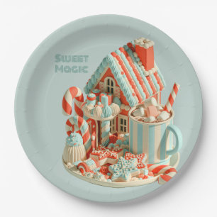 Pastel 3D Candy House Sweet Magic Paper Plate