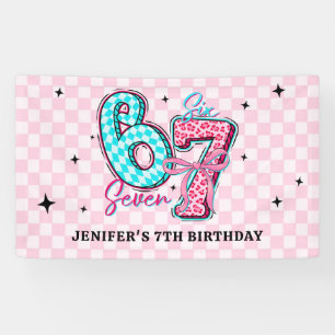Pastel 67 Six Seven Girl Birthday Party Banner