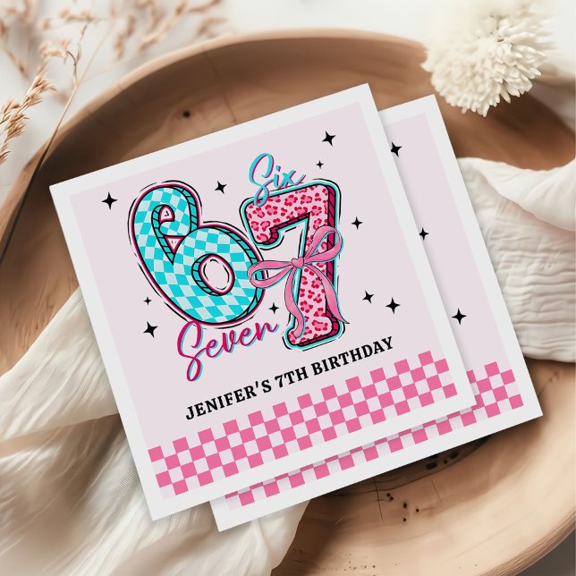 Pastel 67 Six Seven Girl Birthday Party Napkin (Creator Uploaded)
