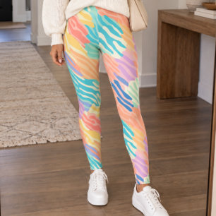 Pastel Abstract Animal Stripe Leggings
