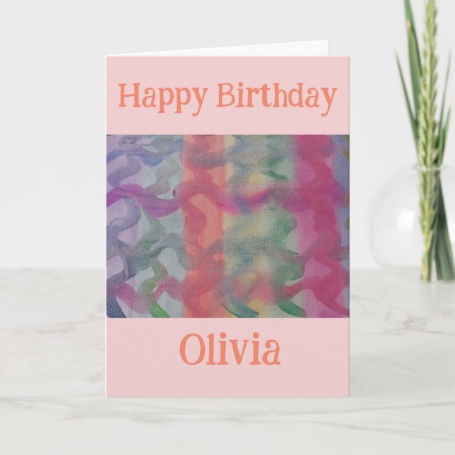 Pastel Abstract Art Birthday Card (Front)