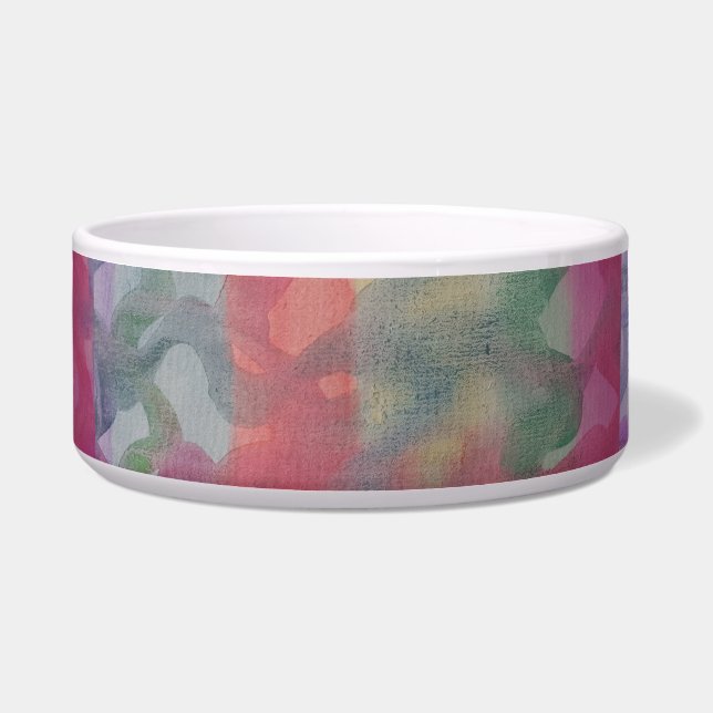 Pastel Abstract Art Ceramic Pet Bowl (Front)