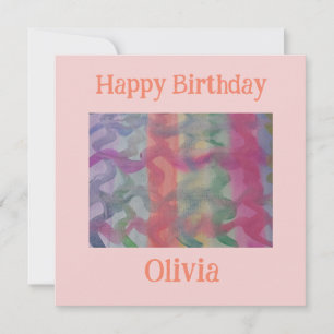 Pastel Abstract Art Flat Birthday Card