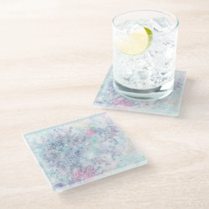 Pastel Abstract Art Glass Coaster