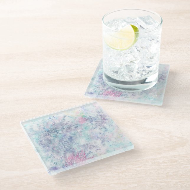 Pastel Abstract Art Glass Coaster (Angled)