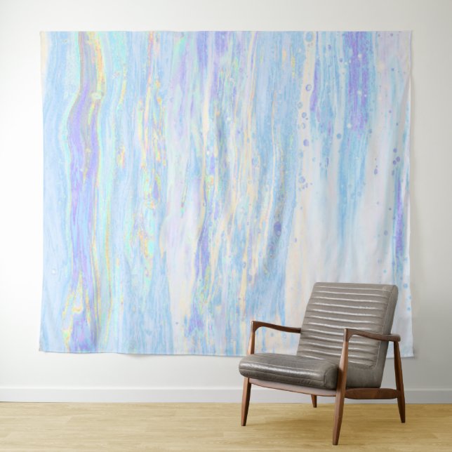 *~* Pastel Abstract Art Light Blue Turquoise White Tapestry (In Situ (Horizontal))