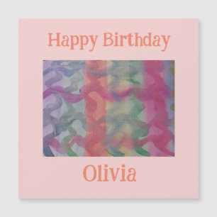 Pastel Abstract Art Magnetic Birthday