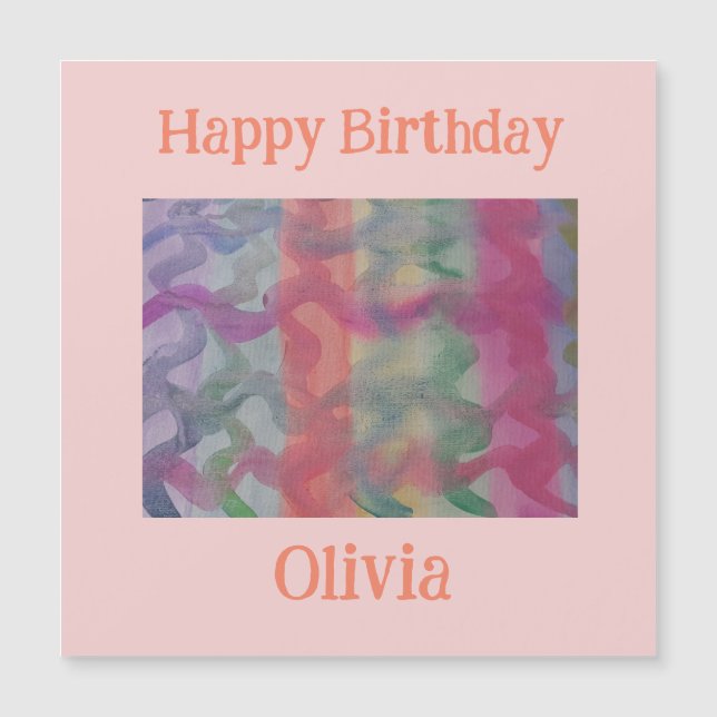 Pastel Abstract Art Magnetic Birthday (Front)