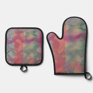 Pastel Abstract Art Oven Mitt & Pot Holder Set