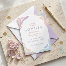 Pastel Abstract Birthday Invitation | Soft Waterco