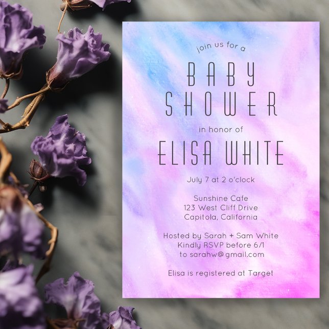 Pastel Abstract Elegant Chic CUSTOM BABY SHOWER Invitation (Soft Purple Pastel Abstract Elegant Chic CUSTOM BABY SHOWER Invitation
)