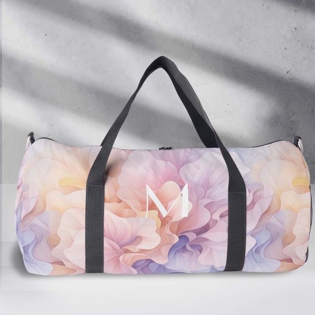 Pastel Abstract Flowers Pattern, Colourful Dance Duffle Bag (Colorful pastel abstract pattern large duffel bag)