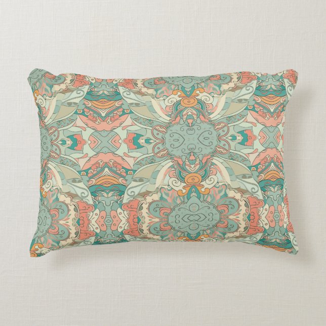 Pastel Abstract Paisley Pattern Decorative Cushion (Front)