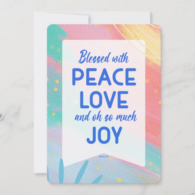 Pastel Abstract Peace Love Joy Christmas Card (Front)