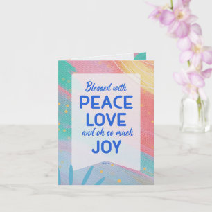 Pastel Abstract Peace Love Joy Christmas Card