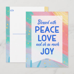 Pastel Abstract Peace Love Joy Christmas Post Card