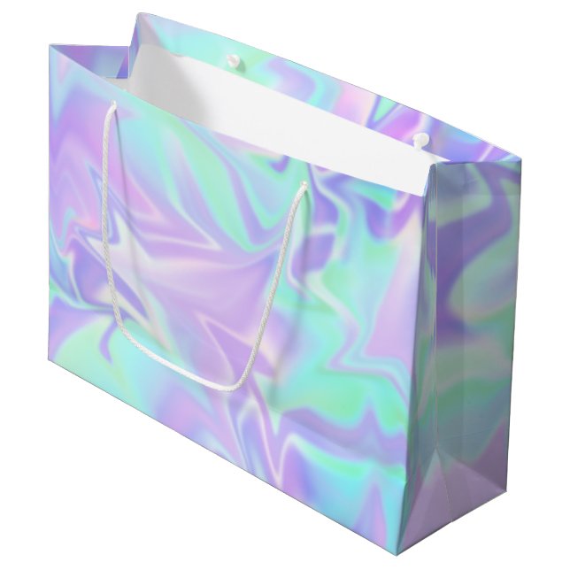 Pastel Abstract Purple And Mint Large Gift Bag (Front Angled)