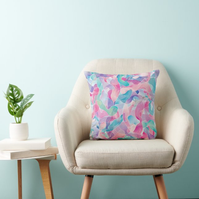 Pastel Abstract Ribbon Pattern Cushion (Chair)