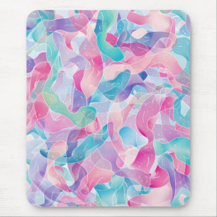 Pastel Abstract Ribbon Pattern Mouse Pad