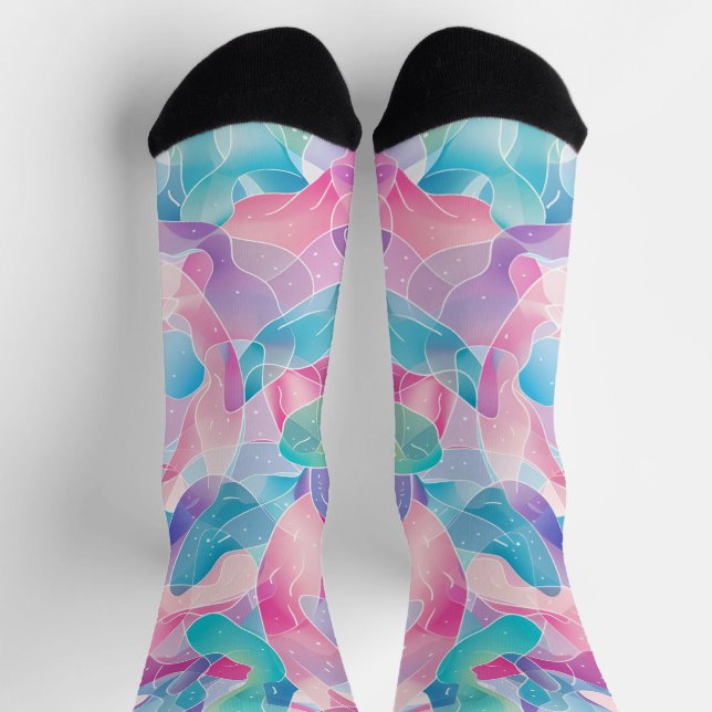 Pastel Abstract Ribbon Pattern Socks (Top)