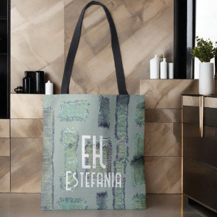 Pastel abstract sage green olive monogram modern tote bag