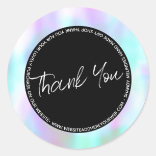 Pastel Abstract Script Business Thank You   Classic Round Sticker