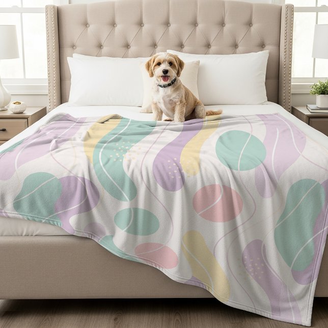 Pastel Abstract Seamless Pattern Waves and Circles Fleece Blanket (Creator Uploaded)