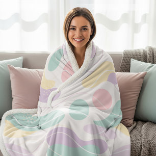 Pastel Abstract Seamless Pattern Waves and Circles Sherpa Blanket