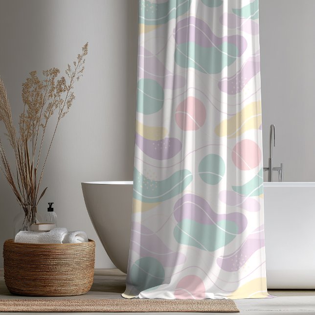 Pastel Abstract Seamless Pattern Waves and Circles Shower Curtain (Creator Uploaded)