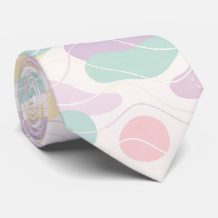 Pastel Abstract Seamless Pattern Waves and Circles Tie