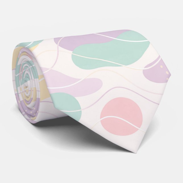 Pastel Abstract Seamless Pattern Waves and Circles Tie (Rolled)